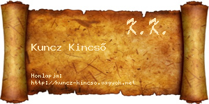 Kuncz Kincső névjegykártya